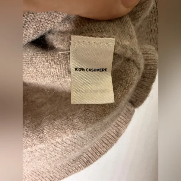 Tesori Tan Cashmere Sweater Crew Neck 3/4 Sleeve Length Medium‎ - Image 4