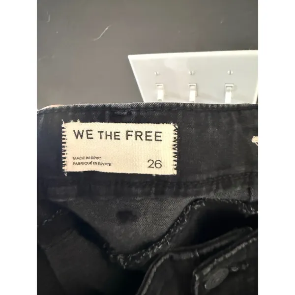 We The Free People Black Wide Leg High‎ Rise Boho Jeans Size 26 Frayed Hem - Image 8