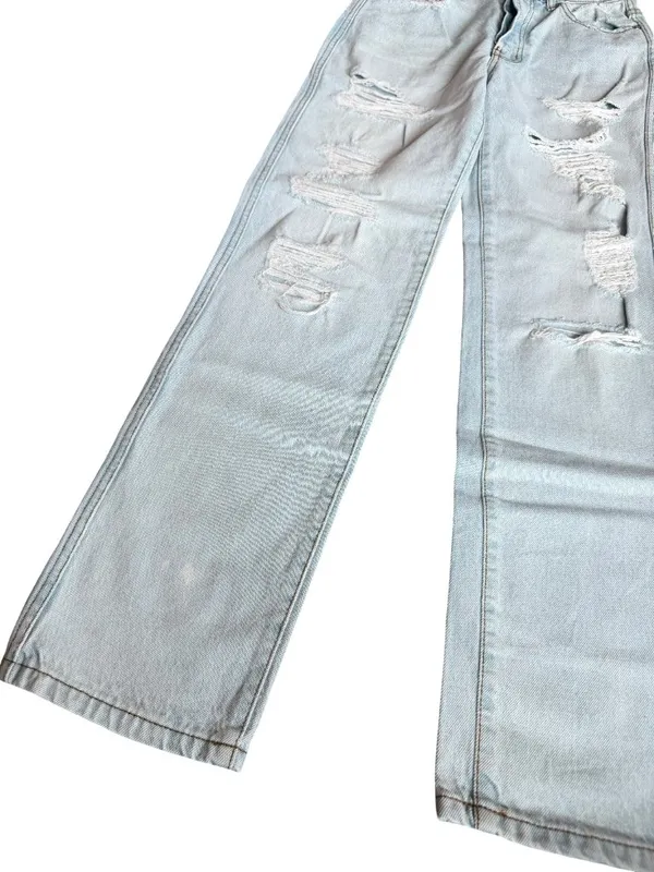Revice High Waisted Straight Leg Jeans Distressed Denim Light Wash Size 26 Women - Image 6
