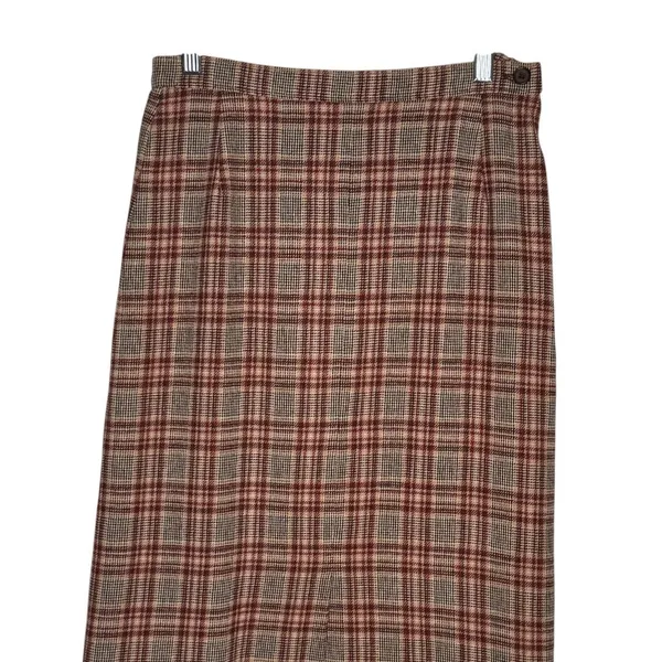 1970s Pendleton Virgin Wool Plaid Skirt USA Midi 27” Brown Red Medium - Image 4