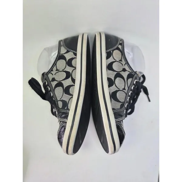 COACH Signature Francesca Sneakers Lace Up Black Grey Women’s Size 5 1/2 B Logo - Image 2