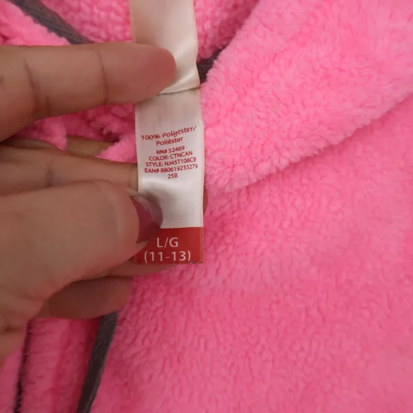 No Boundaries Hoodie Womens L Pink Full Zip Teddy Fleece Excellent - Image 4