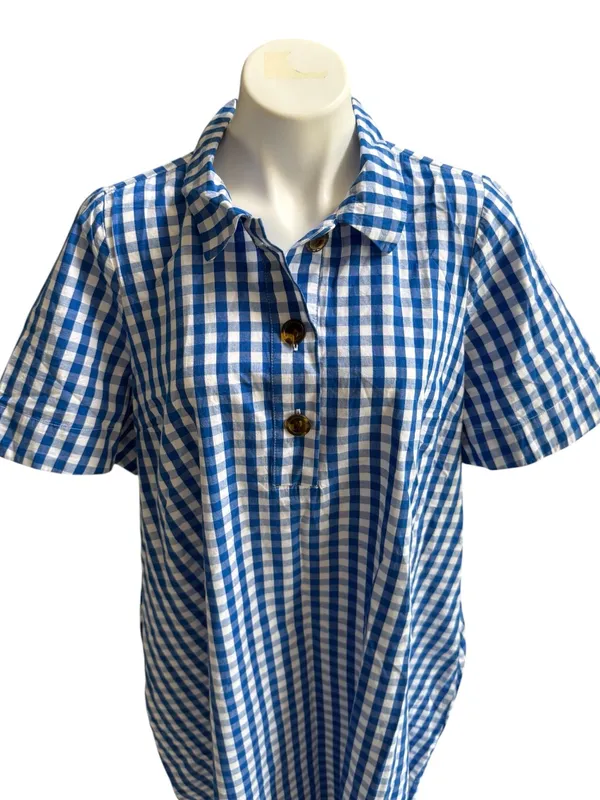 Crown & Ivy Short Sleeve Swing Shirt Dress Blue/White XXL NWT - Image 7