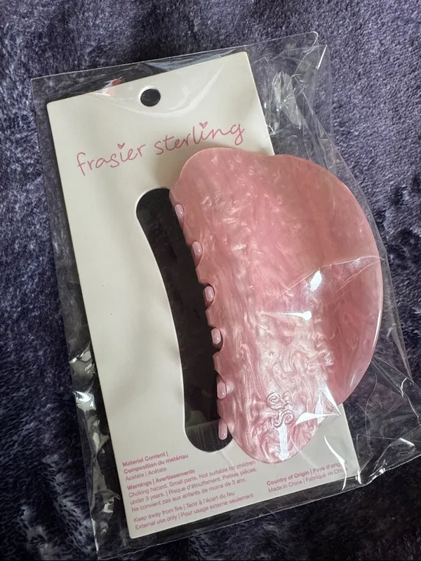 Frasier Sterling Monogram Pink Pearl Hair Claw Clip - Image 5