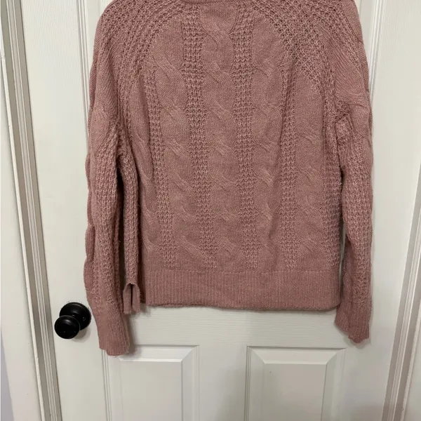 J. CREW mock neck cable knit sweater size medium pink alpaca blend‎ - Image 5