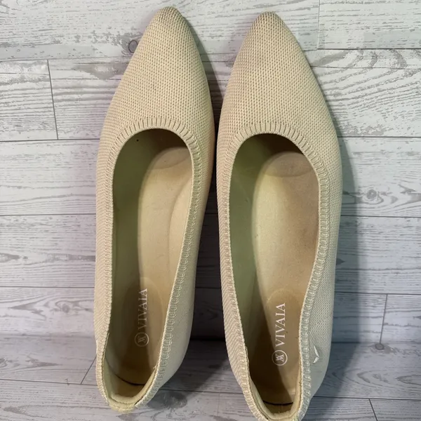 Vivaia Ballet Flats Sz 41 EU 9.5 US Beige Neutral Minimalist Shoes Pointed Toe - Image 8