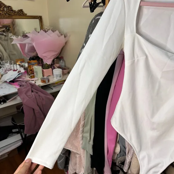 Free People Intimately BodySuit Top Size Small White Essential Summer‎ Basics - Image 8