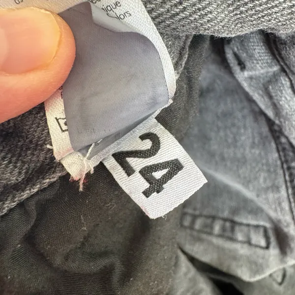 PacSun Gray Black Distressed Denim High Rise Straight Jeans Size 24 - Image 7