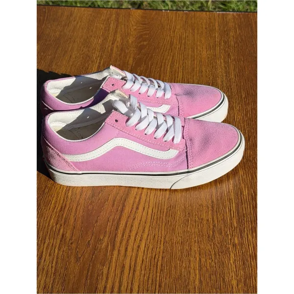Vans Old Skool Pink White Suede Canvas Sneakers Women’s 7.5 Skate Y2K - Image 2