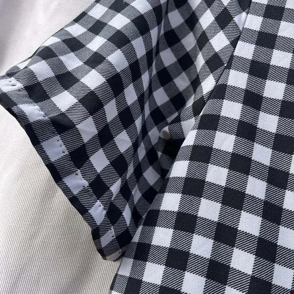 Elegant Black and White Checkered Midi Dress - Image 2