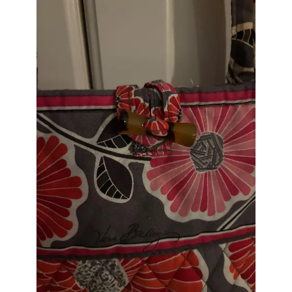 Vera Bradley Lola Quilted Cotton Tote Bag Pink Orange Grey‎ Floral Shoulder Bag - Image 3