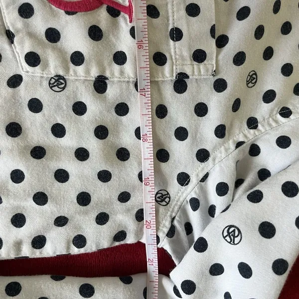 Victorias Secret Pajama Top Womens S White Black Polka Dot Sleep Shirt Y2K - Image 6