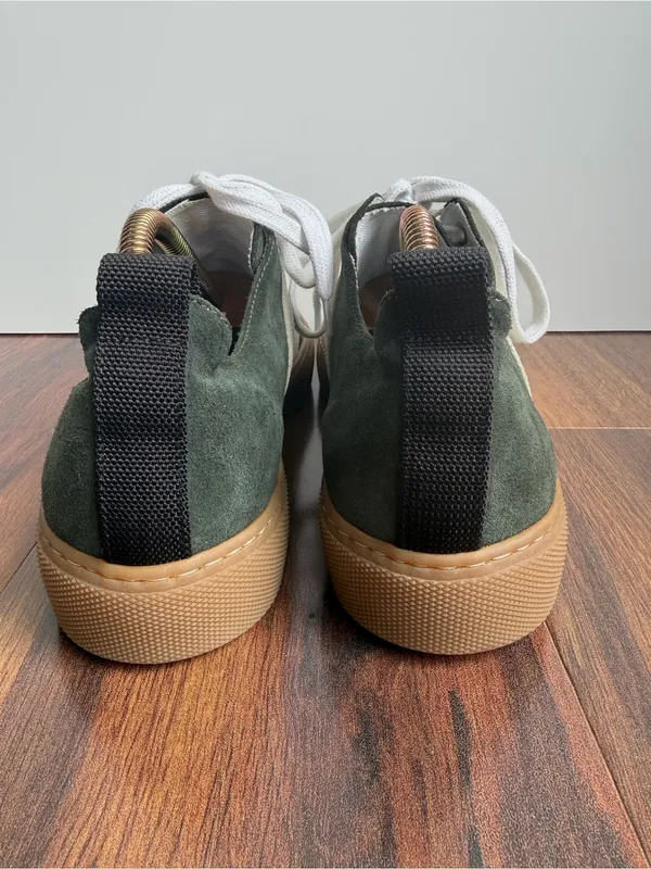 James Perse Suede Gumshoe Striped Sneaker Hunter Green - Image 9
