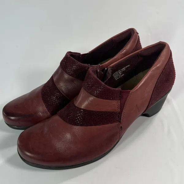 Earth Origins Reegan Women's Shooties 10‎ M Medium Burgundy Leather Wedge Shoes - Image 3
