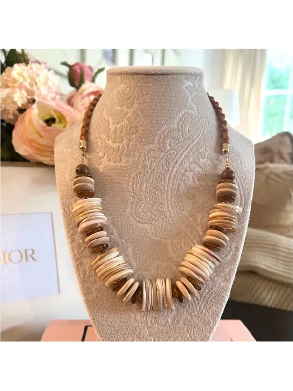 NWOT Free People Isabella Bohemian Natural Wood Necklace - Image 10