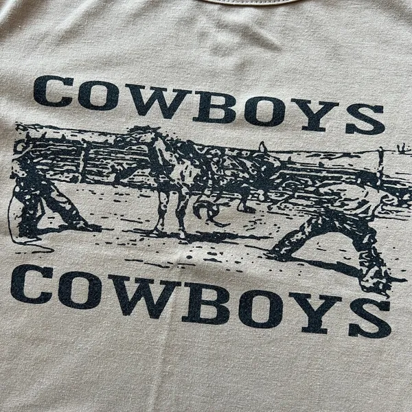 Cowboys Horse Crop Tee Womens Small Beige Tan - Image 3