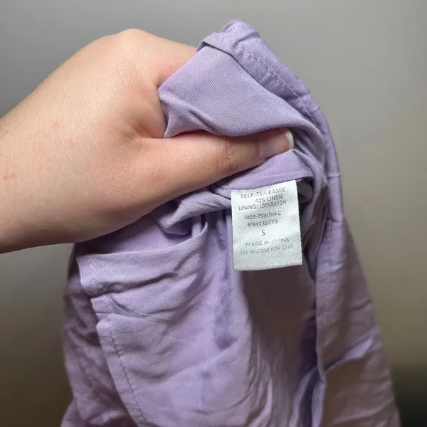 Karlie Womens Lavender One Shoulder Ruffle Linen Blend Mini Dress Size Small - Image 5