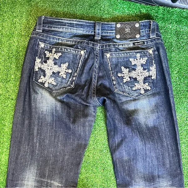 Miss Me Distressed Acid Wash Dark Bootcut Jeans - Image 6
