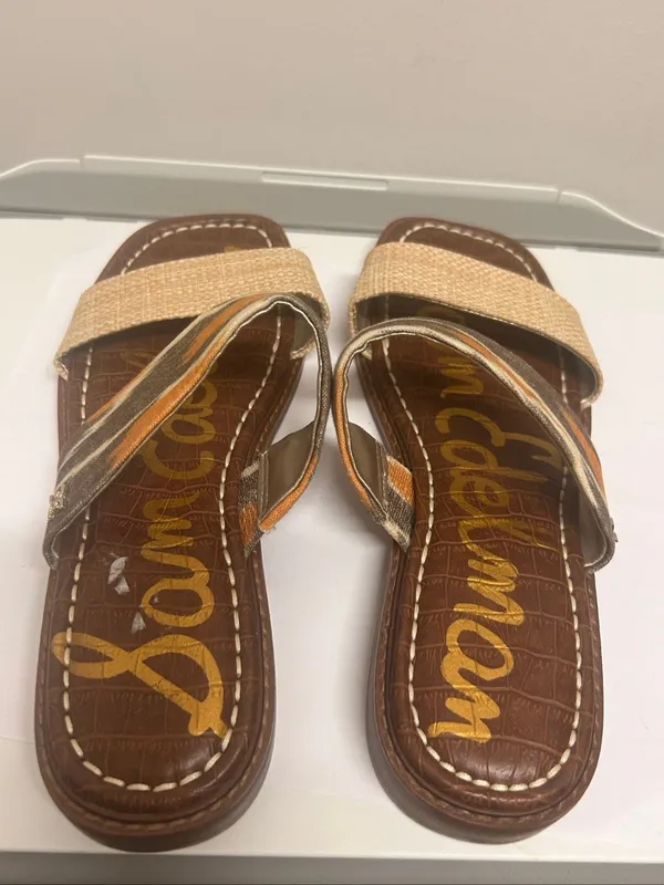 NWOB Sam Edelman Haydee Slides Boho Beige Orange 6.5 - Image 2