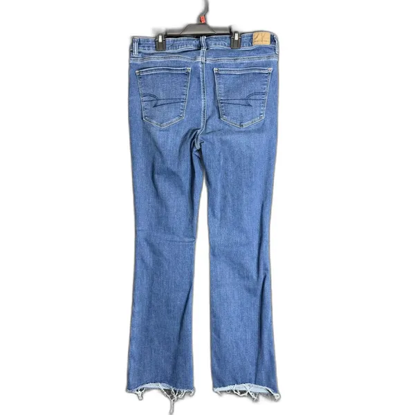 American Eagle Womens Size 12 High-Rise Skinny Kick Jeans Raw Hem Stretch Denim - Image 3