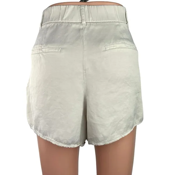 Zara White Gray High Waisted Belt Loop Pleated Front Pockets Mini Shorts Size M - Image 3