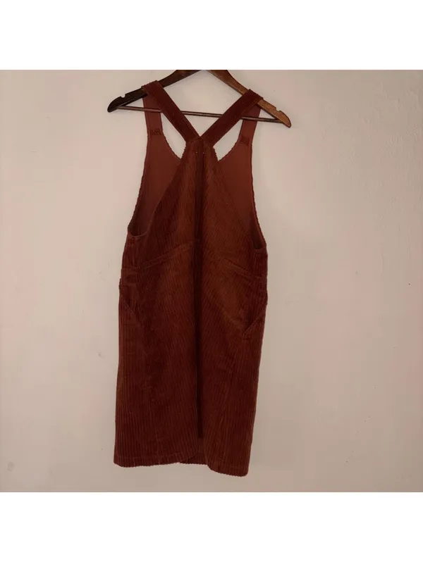 Cozy Co. Rust Corduroy Zip-Front Overall Dress Size Large - Image 3