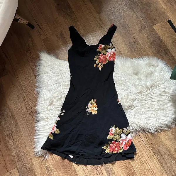 REFORMATION Emmeline Black Floral Mini Dress - Image 2