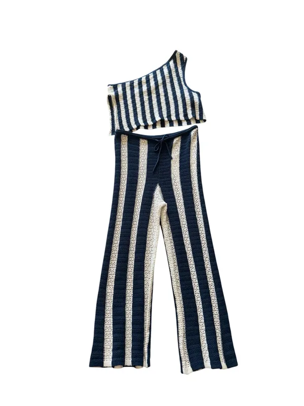NEW Women Free- est by Free People Joan Fauxchet 2 PCS Set Striped XL Blue White - Image 7