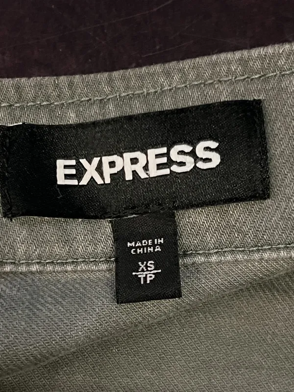 Express Jacket Womens XS Green Army Utility Field Zip Pockets Drawstring Waist - Image 5