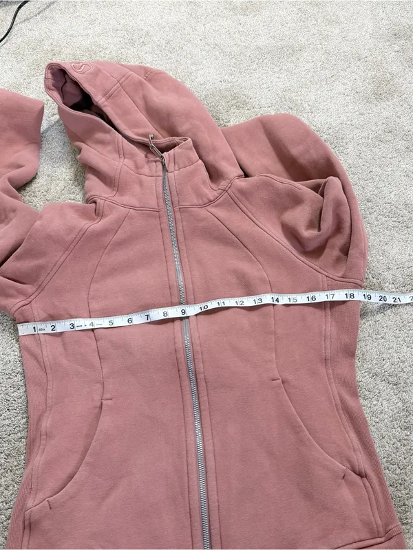 Lululemon Women’s Scuba Full Zip Hoodie Light Cotton Fleece in Pink Mauve a8 - Image 12