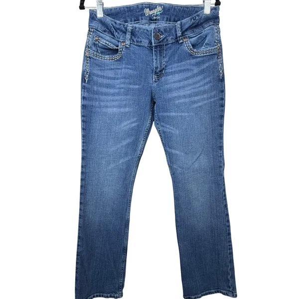 Wrangler Sadie Retro Embroidered Mid Rise Western Denim Bootcut Jeans 7x32 - Image 3