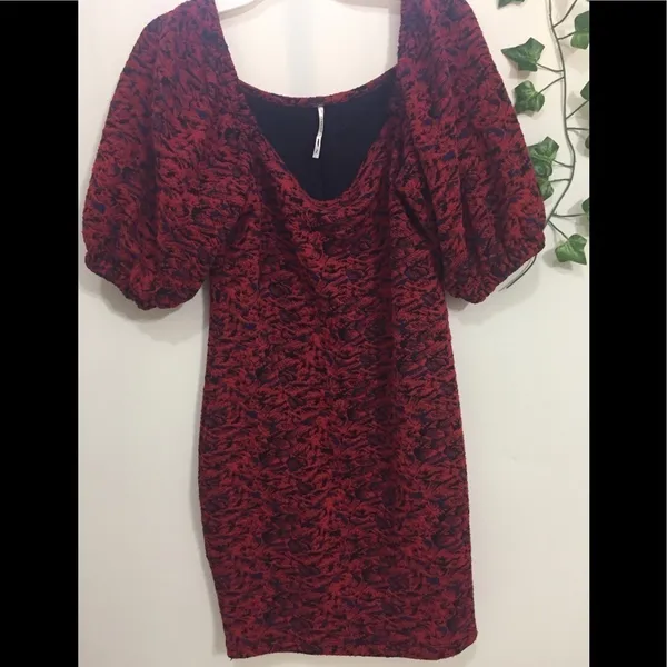 Free People Red Sunset Puff Sleeve Mini Dress - Image 10