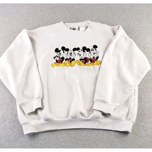 Vintage Mickey Mouse Embroidered Crewneck Sweatshirt Sz XL White Disney Catalog - Image 12