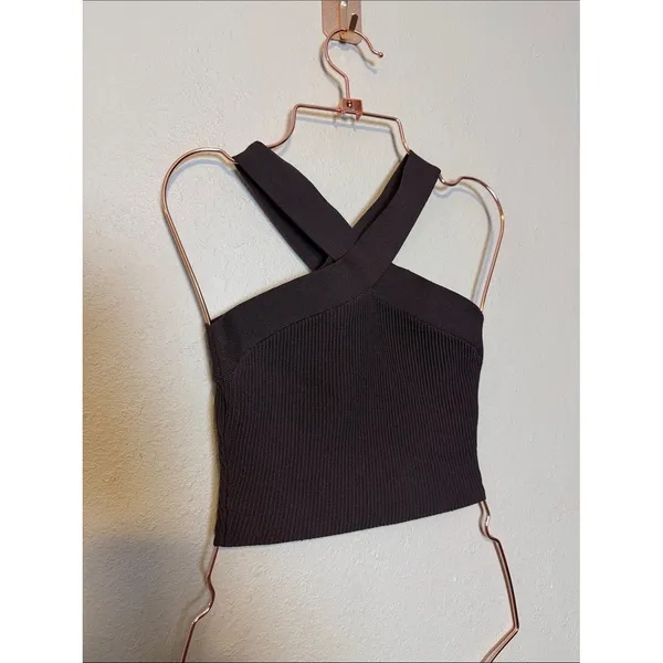 ARITZIA BABATON Sculpt Knit Criss Cross Tank Coffee Bean Size Small - Image 3