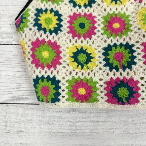 Vintage Crochet‎ Floral Crop Top Sz Small Bralette Boho Hippie Festival Coquette - Image 2