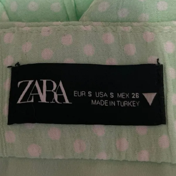 Zara Women Green Polka Dot Ruffle Hem Zipper Casual A-line Mini Skirt Skort Sz S - Image 4