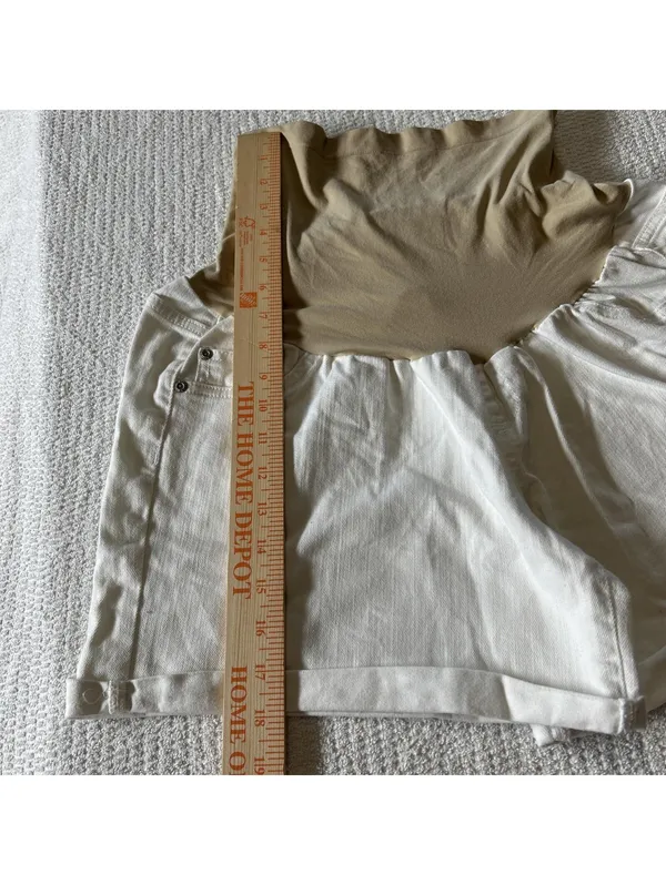 Motherhood Maternity White Denim Cotton Blend Boyfriend Shorts Women's Size XL - Image 4