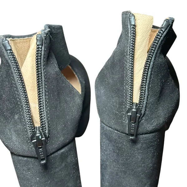 Free People Black Suede‎ Platform Block Heel Ankle Edgy Statement Size 38 (7) - Image 9