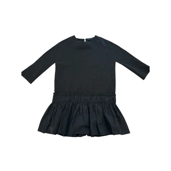 English Factory Drop Waist Mixed Media Dress‎ Medium Black Smocked Shift - Image 2