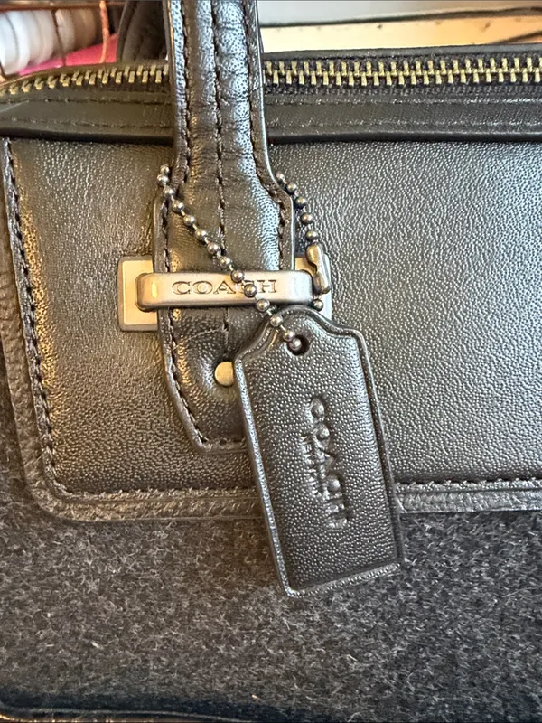 COACH Taylor Bowler Satchel WOOL/LEATHER Black F32818 - Image 2