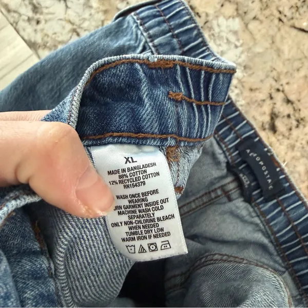 Aeropostale 90s Baggy Cargo Jeans Light Wash Wide Leg Utility Denim XL - Image 7