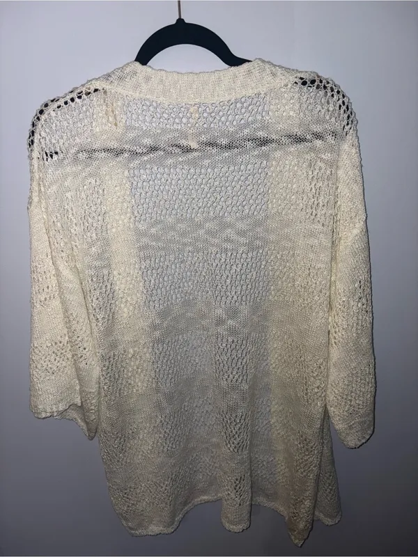 POL Open-Knit Cream Cardigan - Image 3