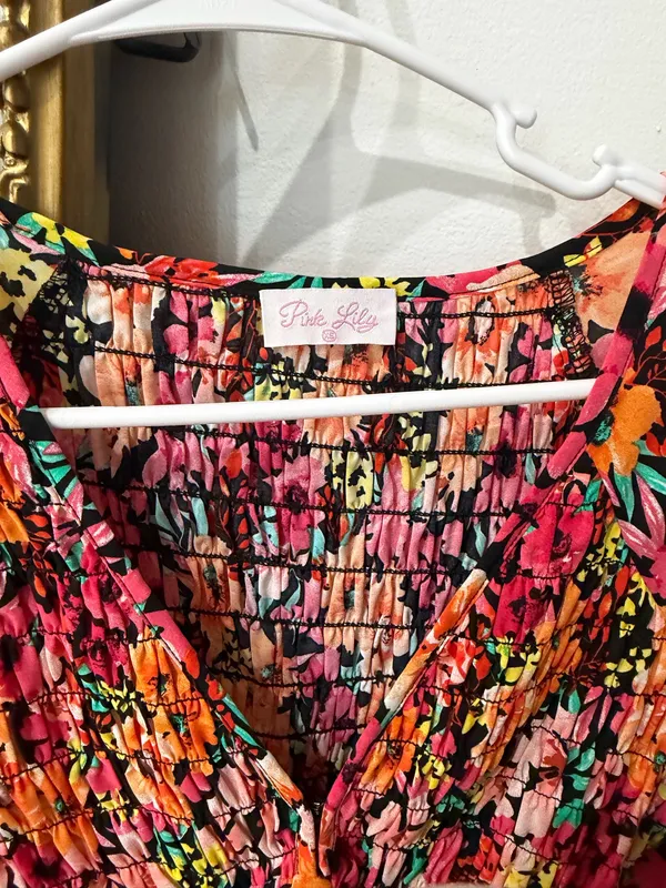 Pink Lily Floral Dress - Image 3