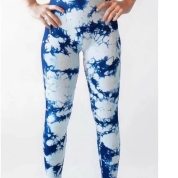 SET ACTIVE blue crush tie dye leggings NEW! - Image 4