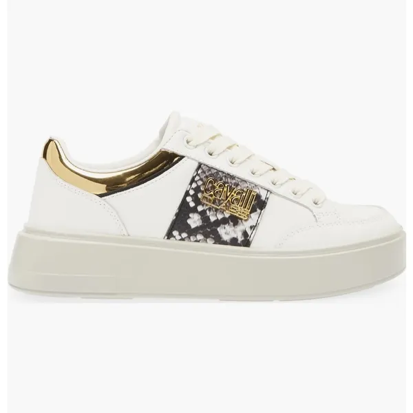 Roberto Cavalli leather White and Gold Women's Sneakers - Image 5