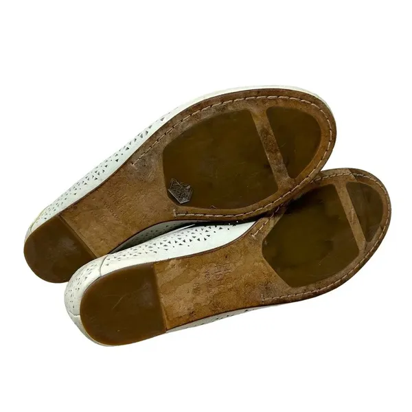 Eileen Fisher White Lasercut Leather Ballet Flats Size‎ US 8.5 - Image 8