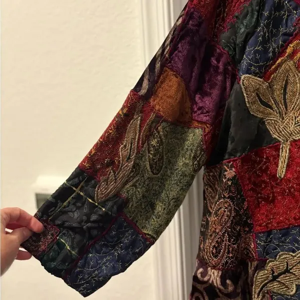 Indigo Moon Vintage Velvet Patchwork Jacket Size 1X Red - Image 3