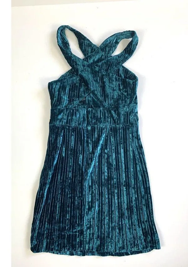 Revolve NBD XXS Abriel Mini Dress Velvet Teal NEW - Image 4