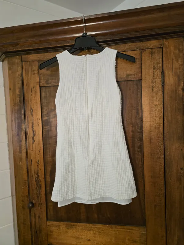 O Amanda Uprichard White Textured Chain-Detail Mini Dress Xs - Image 4