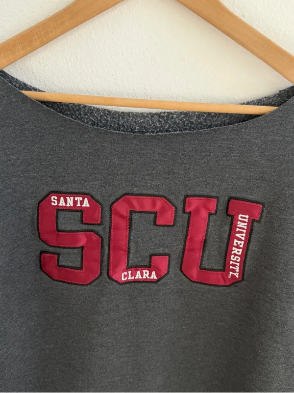 Santa Clara University SCU Champion grey off the shoulder sweatshirt - Image 2